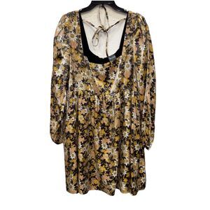 Arula Floral Square Neck Dress Women Babydoll Pockets Cowgirl Fairy Festival XL